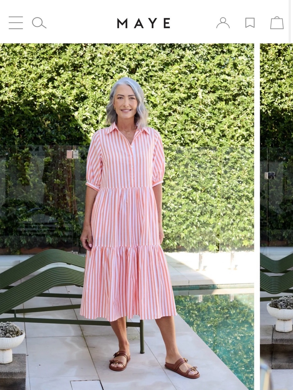 NWT: Maye Tangerine Striped Midi Shirt Dress